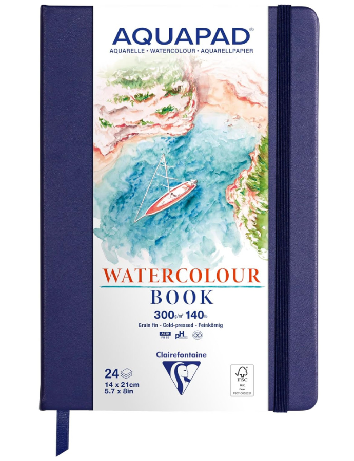 Målarbok Clairefontaine Aquapad Akvarell Bok 300g 14x21cm