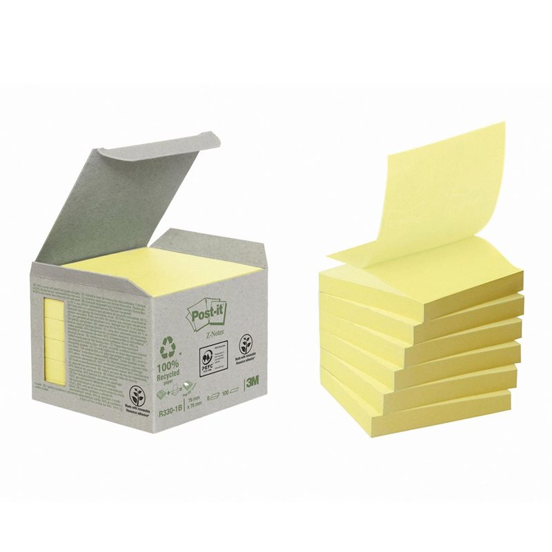 Post-it  Notes Z-block 76x76mm gul 6/fp