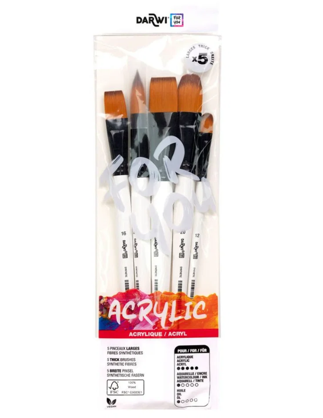 Penselset Darwi for you Akryl Thick 5-pack