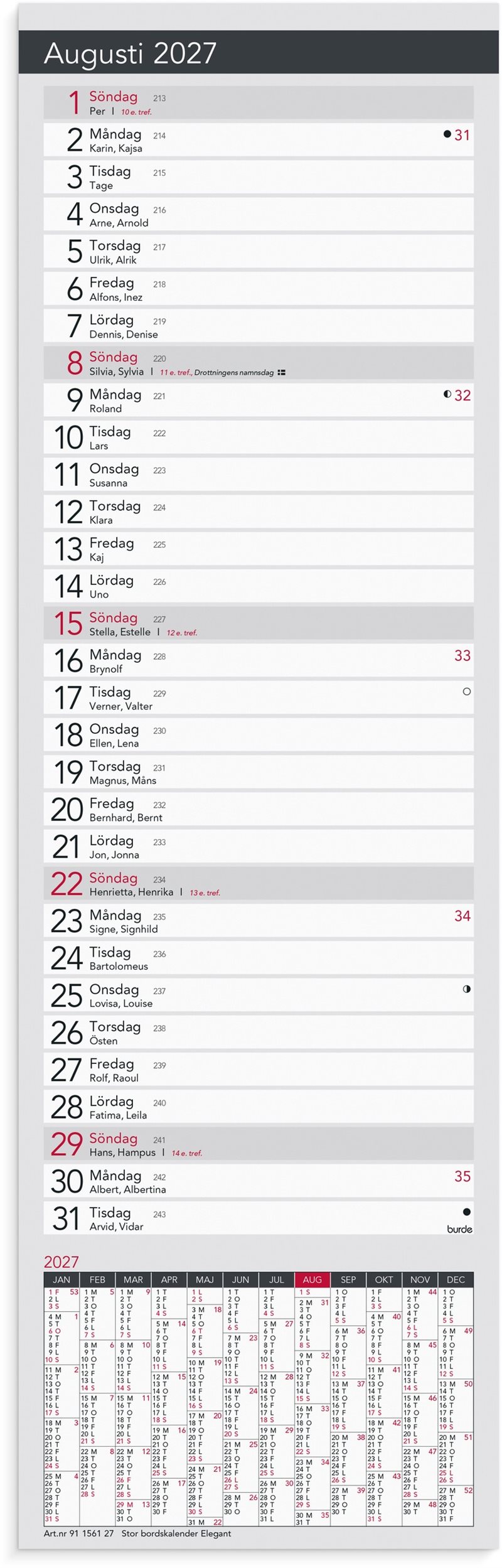 Stor Bordskalender Elegant 2027