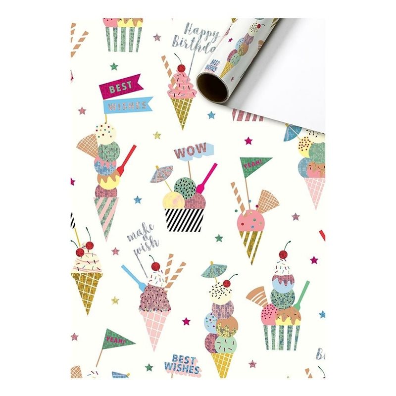 Presentpapper Gelato Vit | 0,7 x 1,5M