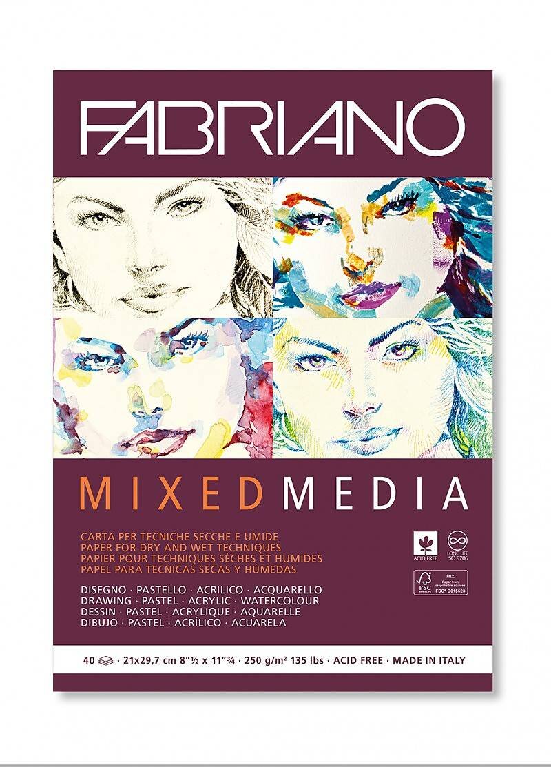 Block Fabriano Mixed Media 21x29,7cm 250g