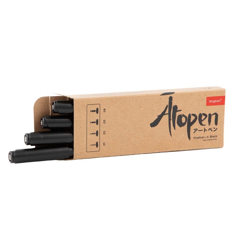 Dingbats Atopen Fineliner 4pc Set - 01 03 05 08 Black