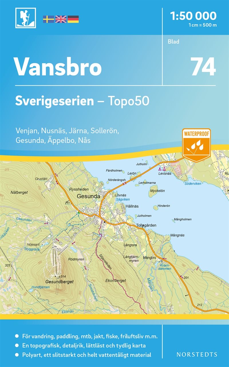 74 Vansbro Sverigeserien Topo50 : Skala 1:50 000