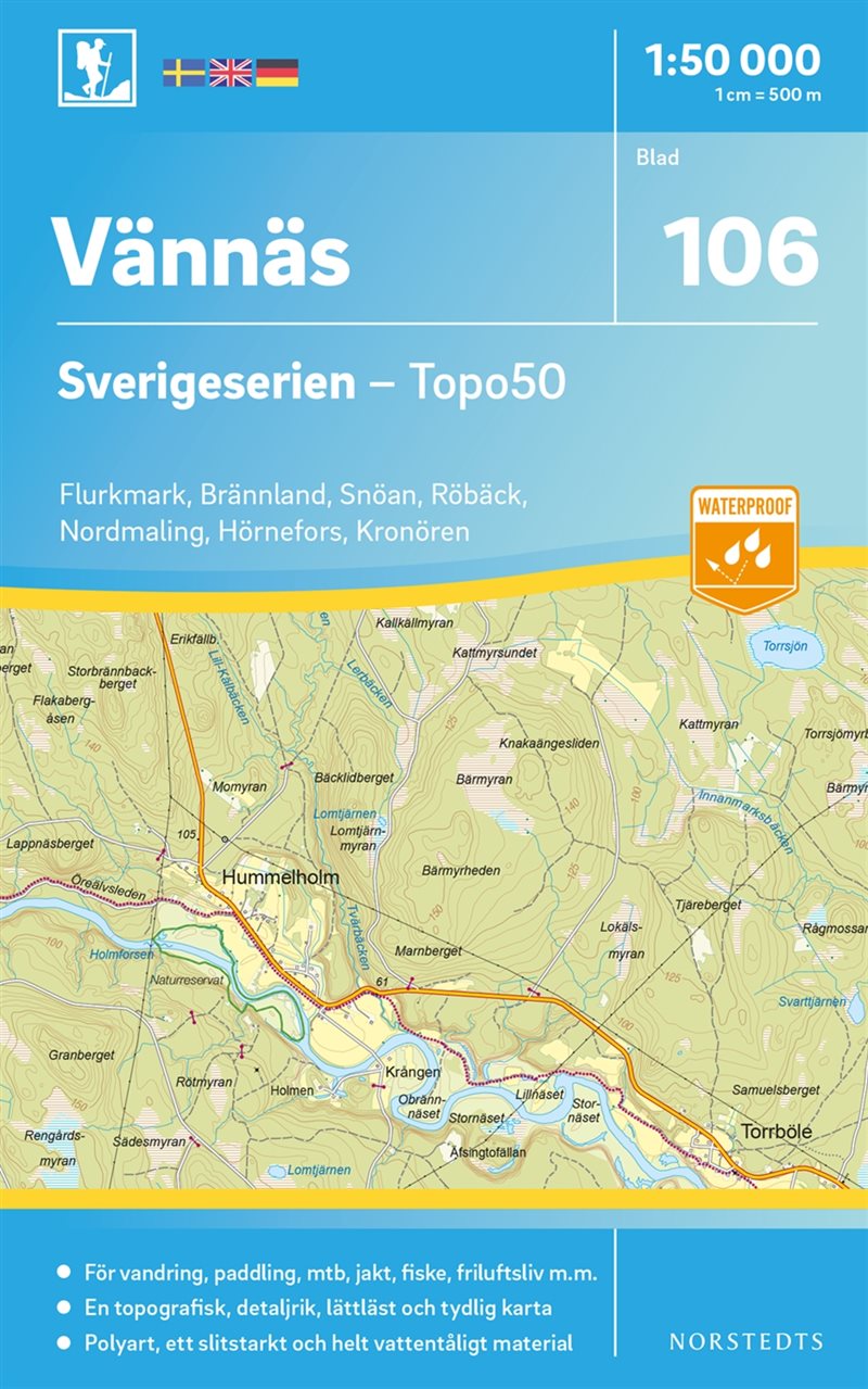 106 Vännäs Sverigeserien Topo50 : Skala 1:50 000