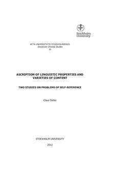 Ascription of linguistic properties and varieties of content : two studies on problems of self-reference
