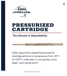 Patron Fisher Space Pen Svart fin spets | Trycksatt Patron