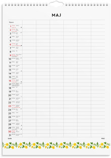 Familjekalender 2027 Illustrerad blomster