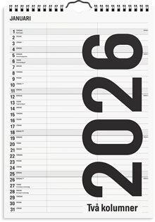 Familjekalender 2026 Black and white 2 kolumner