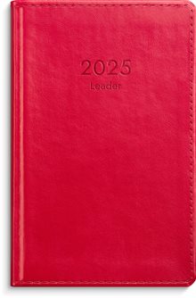 Kalender 2025 Leader rött konstläder