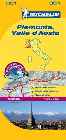 Piemonte Valle d'Aosta Michelin 351 delkarta Italien : 1:200000