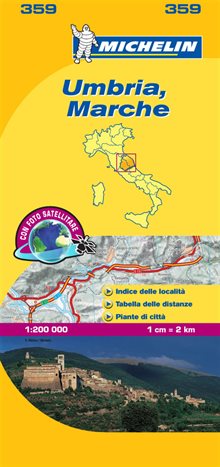 Marche Umbria Michelin 359 delkarta Italien : 1:200000