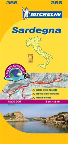 Sardinia Michelin 366 delkarta Italien : 1:200000
