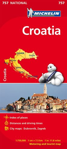 Kroatien Michelin 757 karta : 1:750000