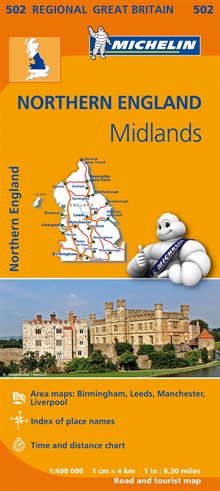 Midlands, The North Michelin 502 delkarta Storbr. : 1:400000