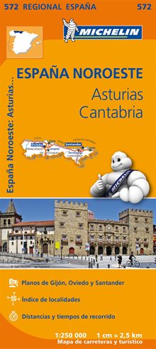 Asturias Cantabria Michelin 572 delkarta Spanien : 1:250000