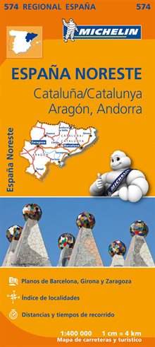 Aragon Cataluna Michelin 574 delkarta Spanien : 1:400000