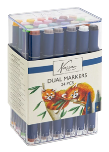 Dual markers, 2-i-1-tusch : 24 st i ask